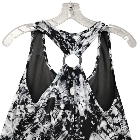 A. Byer Ruffled Blouse Size Medium Black and White Racer Back - Picture 4 of 9